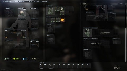 A body being looted, Tac Rig and Pockets unsearched