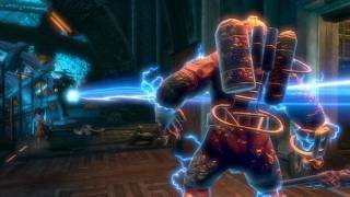 A Big Daddy being electrocuted.