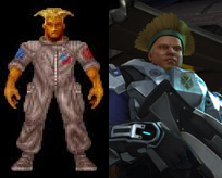 The flat-top hair-style from the original X-Com, compared to that of the new game.