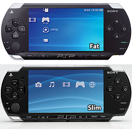 PSP Fat ir Slim palyginimas